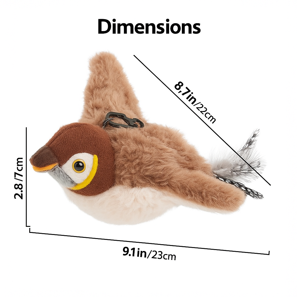 PurrWing cat toy with dimensions labeled on a white background